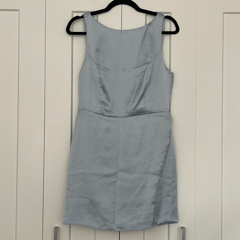BHLDN blue silk mini cocktail dress